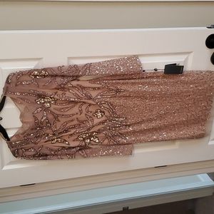Adrianna Pappell Rose Gold Sequin Dress 6